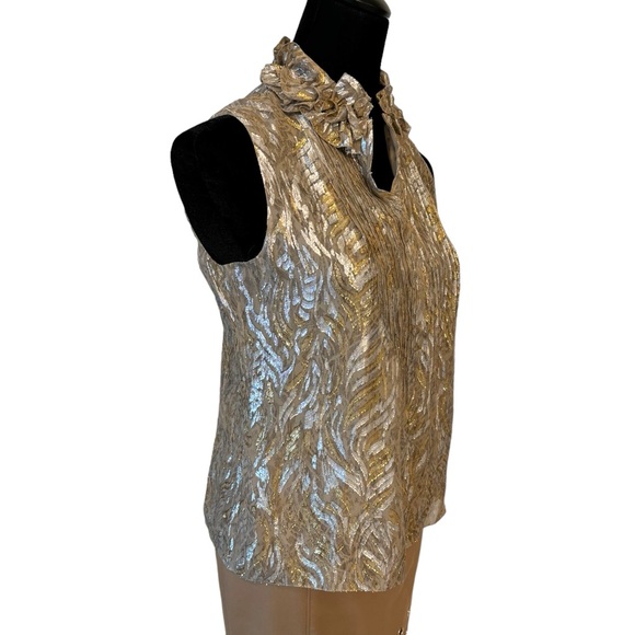 Elie Tahari Metallic Ruffle Top - Picture 6 of 15